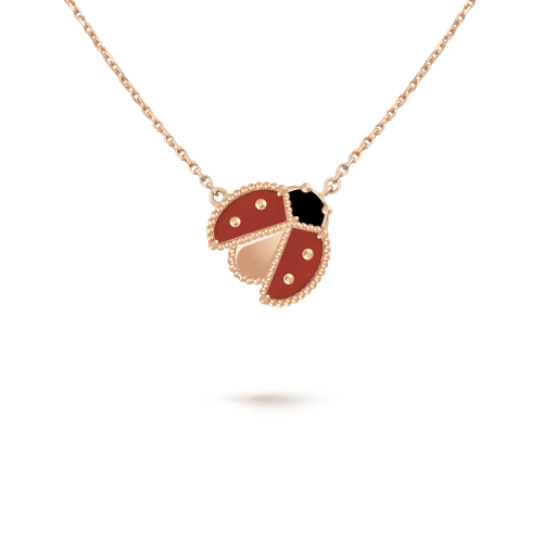 Pnstime Lucky Spring Open Wings Bug Rose Gold Pendant