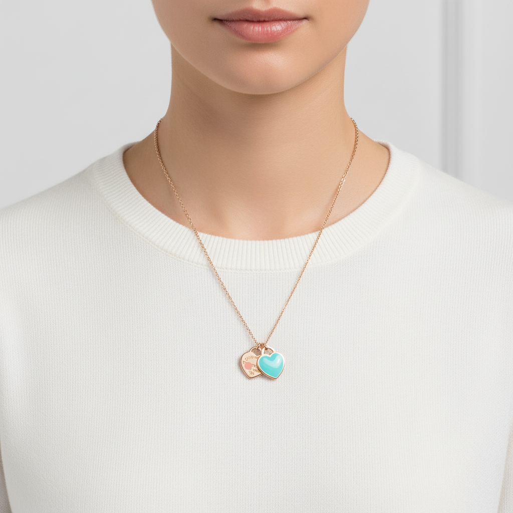 Return To T Mini Double Heart Necklace - Image 2
