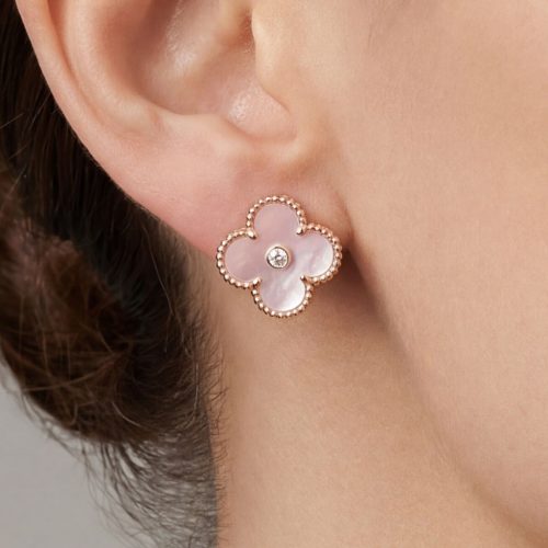 Clover Pink Mother Of Pearl Stud Earrings