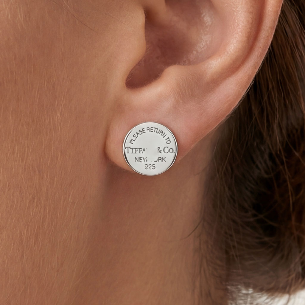 Engraved Circle Stud Earrings