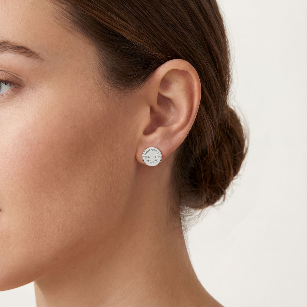 Engraved Circle Stud Earrings - Image 2