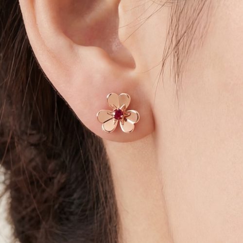 Frivole Mini Red Flower Earrings