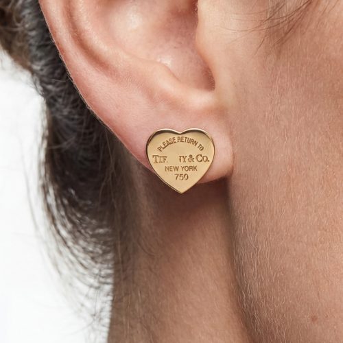Heart Tag Stud Earrings