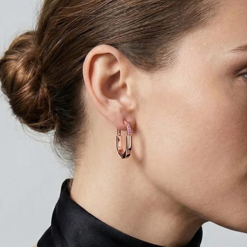 Lock Hoop Earrings Rose Edition