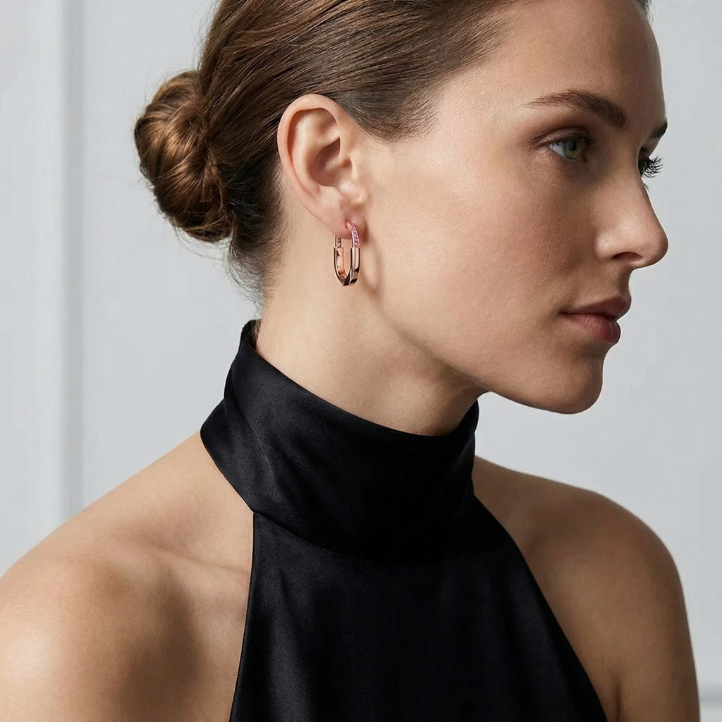 Lock Hoop Earrings Rose Edition - Image 2