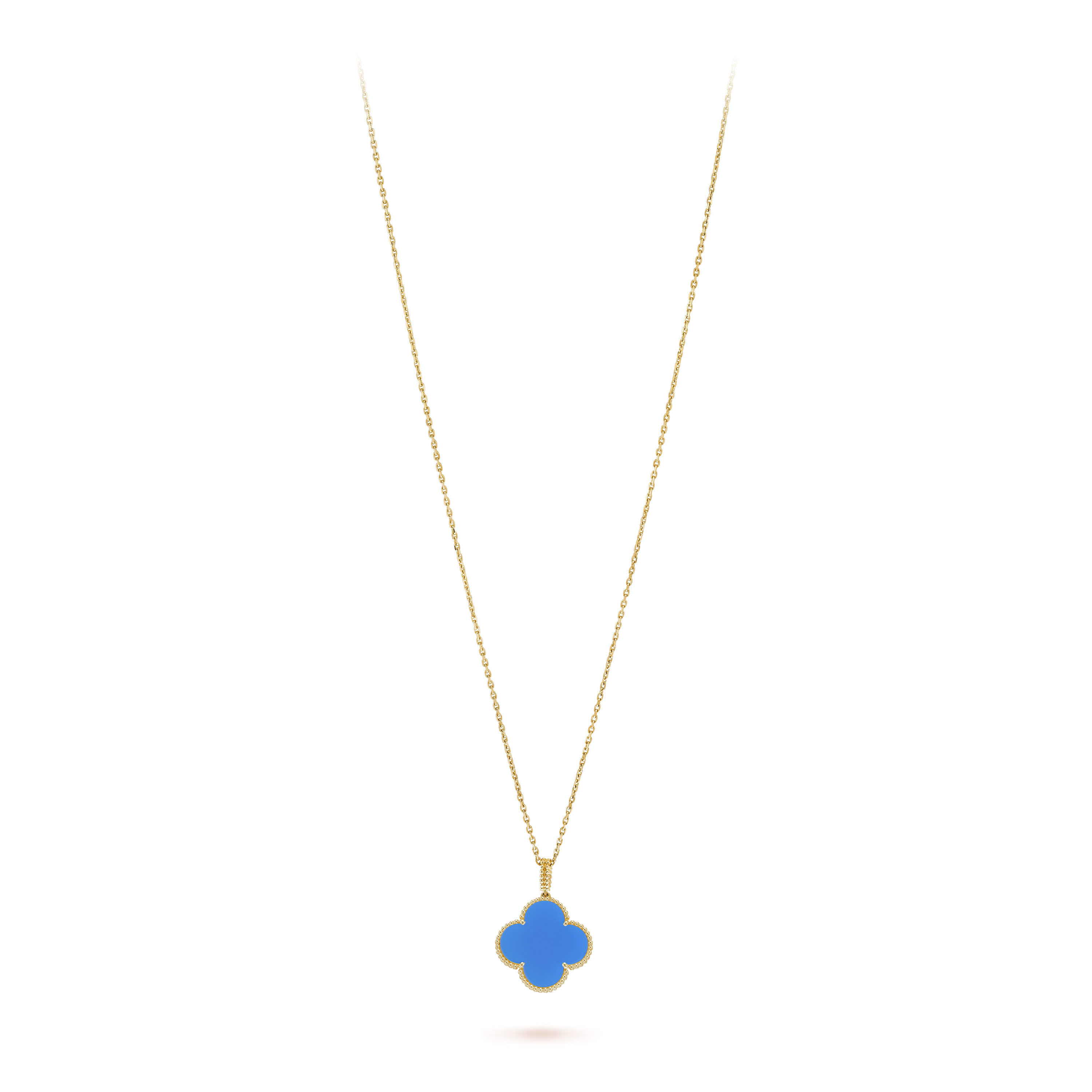 Magic Alhambra Blue Agate Clover Necklace - Image 9