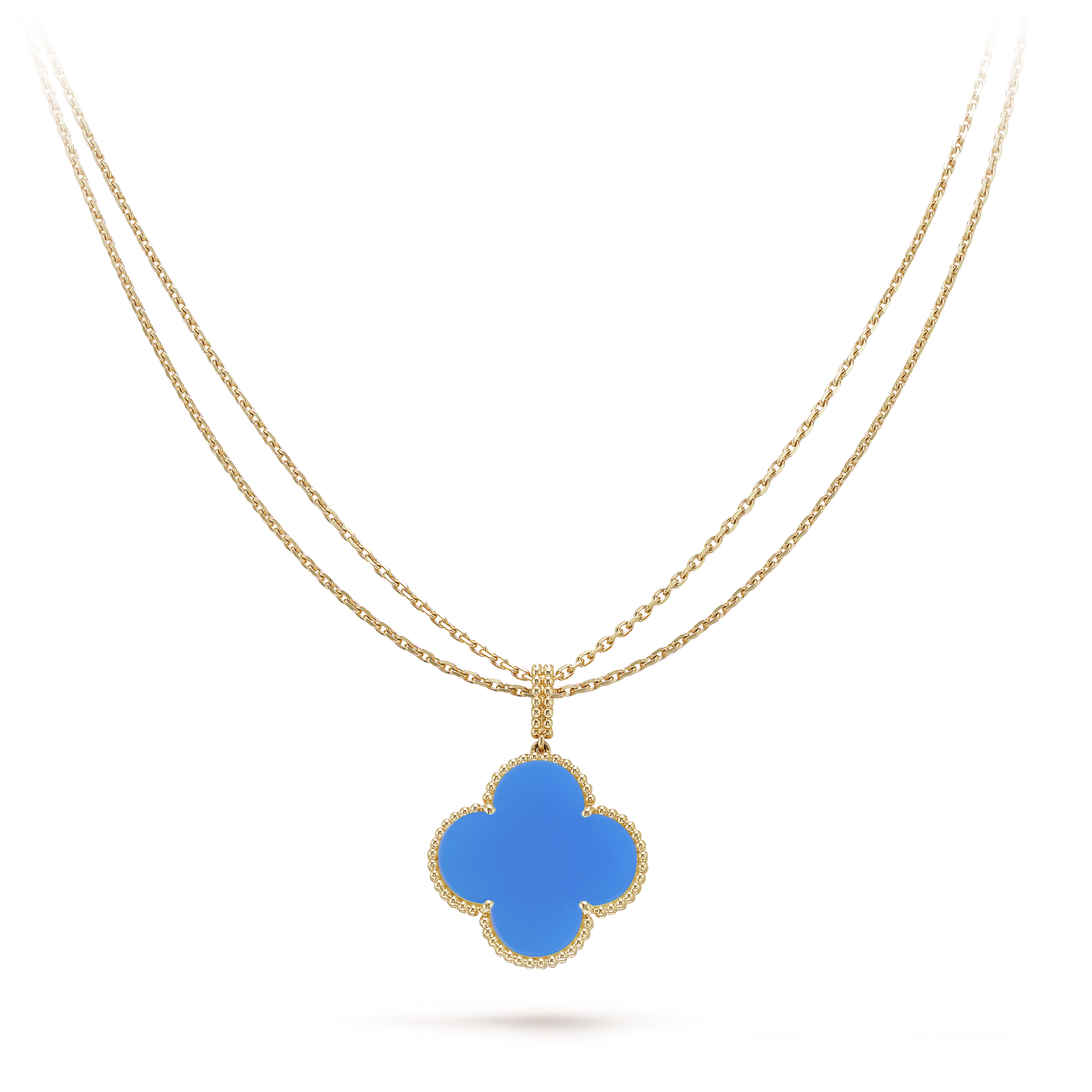 Magic Alhambra Blue Agate Clover Necklace - Image 7