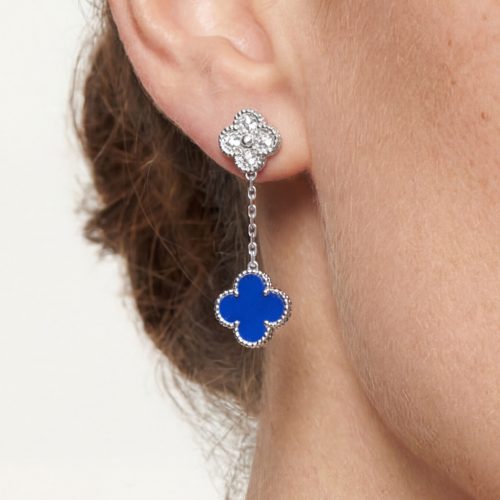 Magic Alhambra Blue Agate Earrings