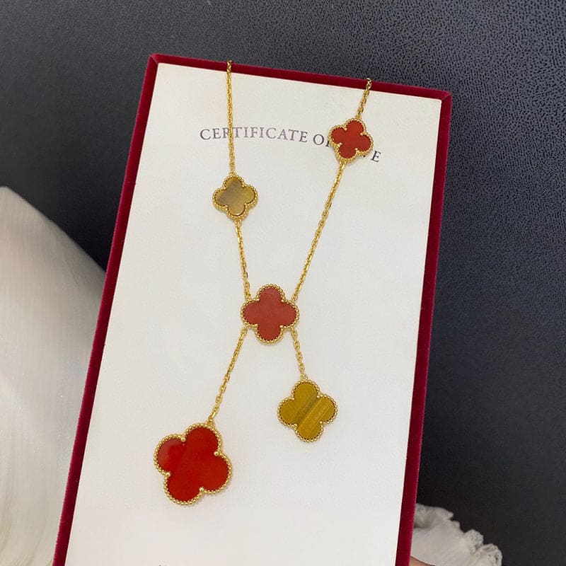 Magic Alhambra Six Motifs Carnelian Clover Necklace - Image 4