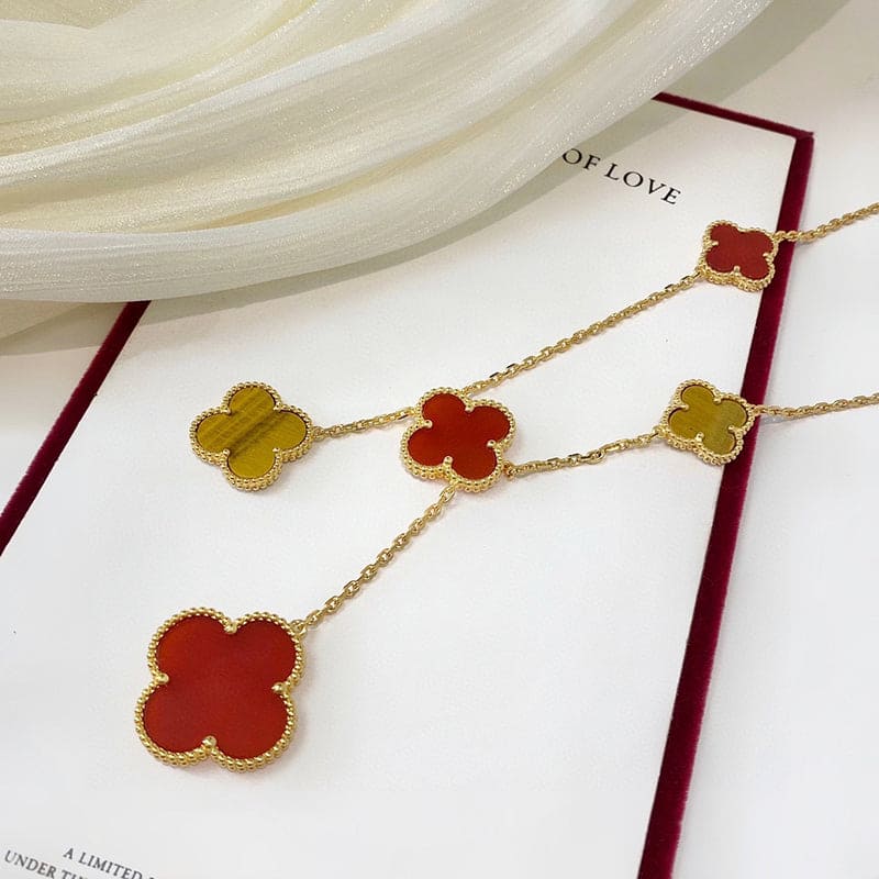 Magic Alhambra Six Motifs Carnelian Clover Necklace - Image 6