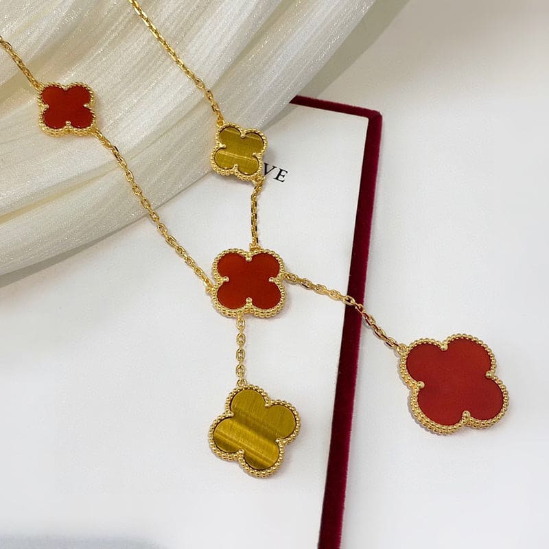 Magic Alhambra Six Motifs Carnelian Clover Necklace - Image 7