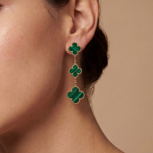 Magic Clover Malachite Drop Earrings