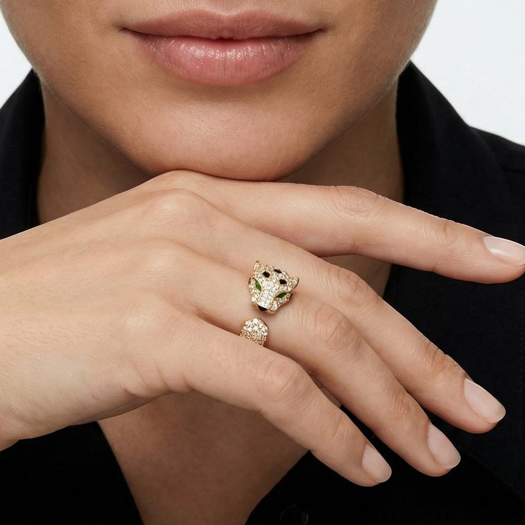 Panther Head Open Ring