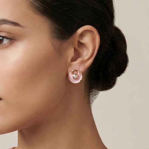 Pink Enamel Stud Earrings