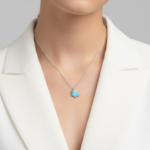 Sweet Alhambra Blue Butterfly Necklace