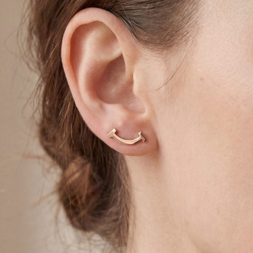 T Smile Hoop Stud Earrings