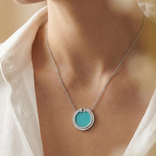 Turquoise Circle Pendant Necklace