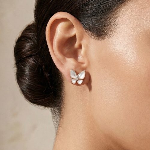 Two Butterfly Mother Of Pearl Earrings