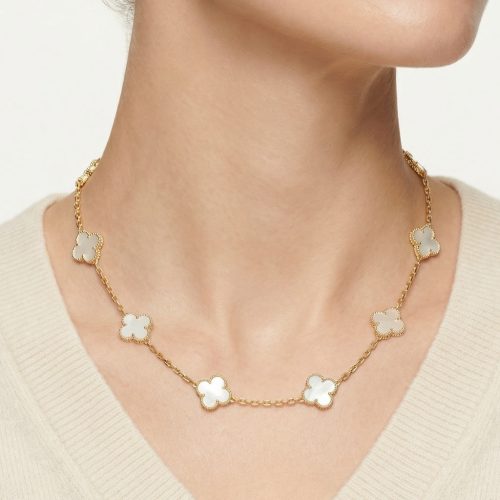 Vintage Alhambra 10 Motifs Necklace Mother of Pearl