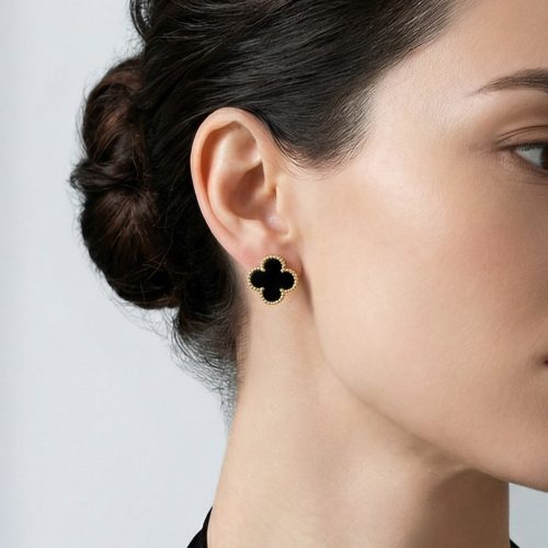 Vintage Alhambra Black Stone Earrings