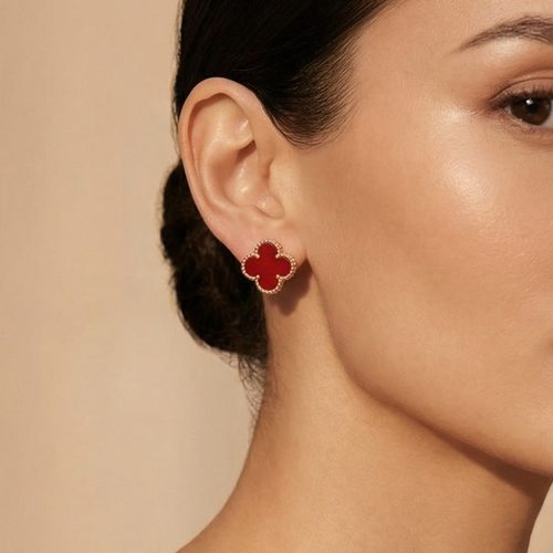 Vintage Alhambra Carnelian Earrings