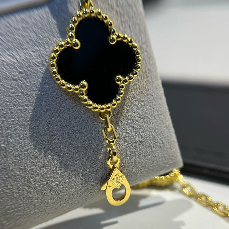 Vintage Alhambra Five Motifs Black Clover Bracelet - Image 7