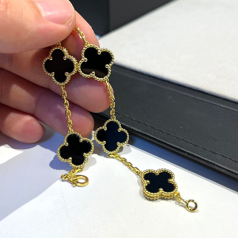 Vintage Alhambra Five Motifs Black Clover Bracelet - Image 9