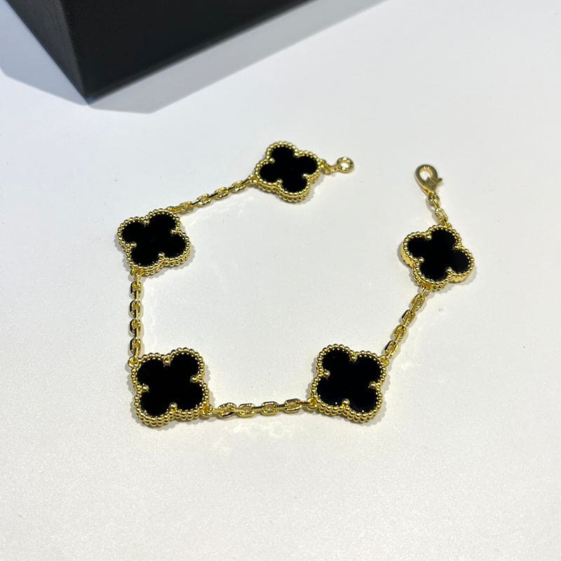 Vintage Alhambra Five Motifs Black Clover Bracelet - Image 10