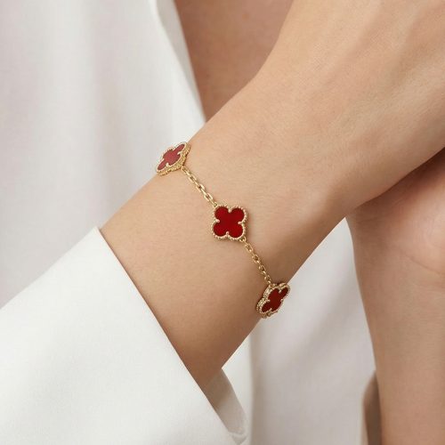 Vintage Alhambra Five Motifs Carnelian Bracelet