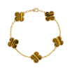18K Vintage Alhambra Five Motifs Tiger Eye Bracelet
