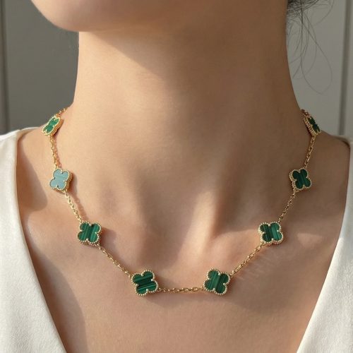 Vintage Alhambra Malachite 10 Motifs Necklace
