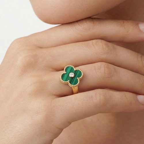 Vintage Alhambra Malachite Ring