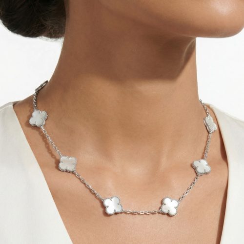 Vintage Alhambra Mother Of Pearl 10 Motifs Necklace