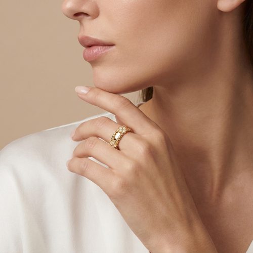 Wide Clover Perlée Ring